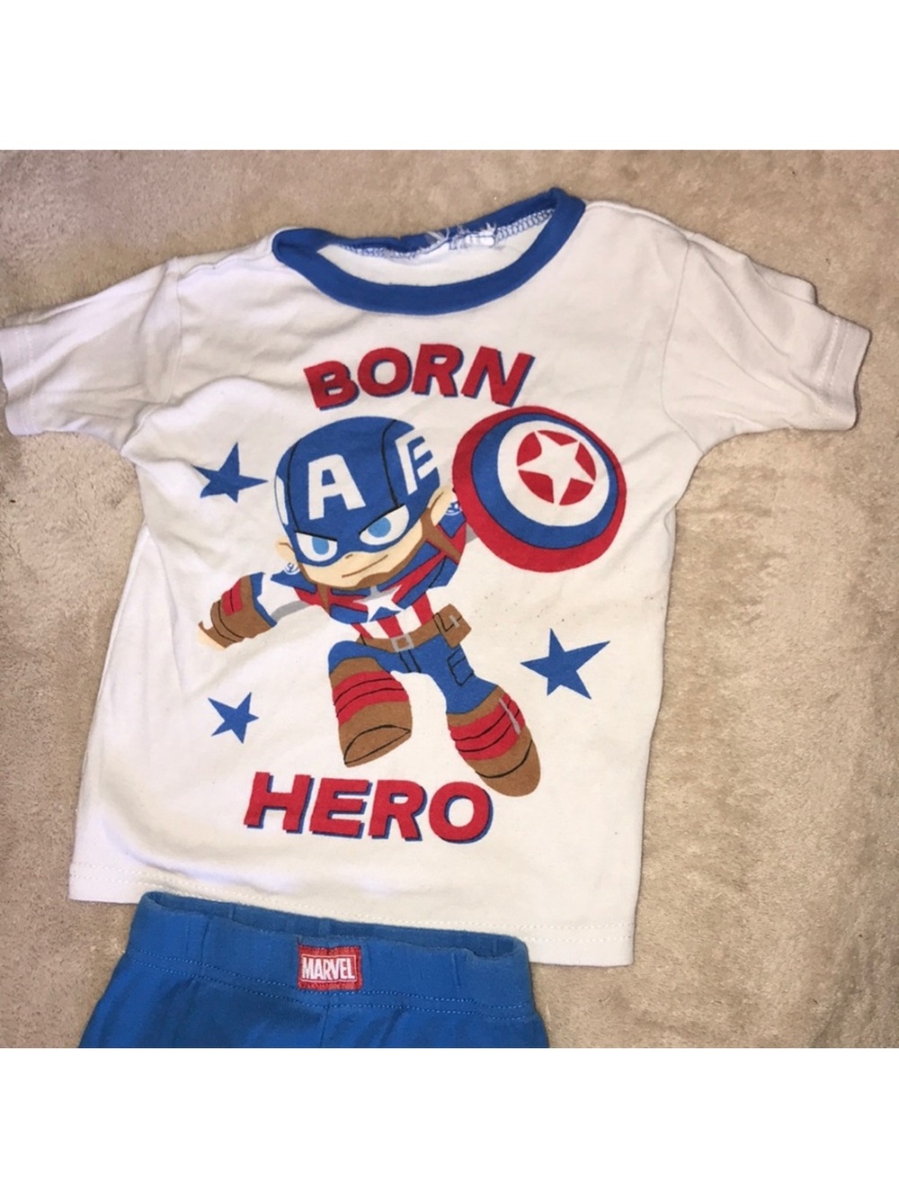 Marvel 3T Captain America White, Blue & Red Kids Pajama Costume Set - Picture 2 of 6